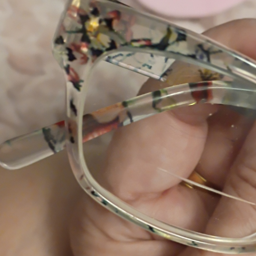 Clear Floral Pattern Eyeglasses - Translucent Pin… - image 3